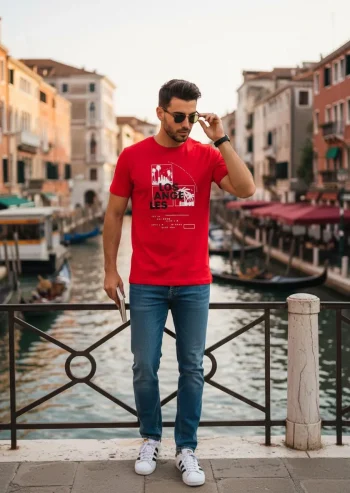 Camiseta Hombre Roja L.A Palmeras Urbano
