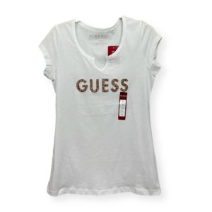 GUESS BLUSA BLANCA CUELLO V LETRAS ORO