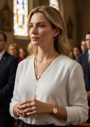 Collar Rosario Premium Medalla Virgen María - Oro Laminado de 18K