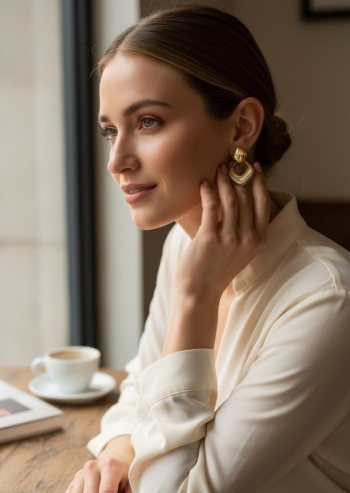 Aretes Geométricos Doble Cuadro – Minimalista de Alta Gama