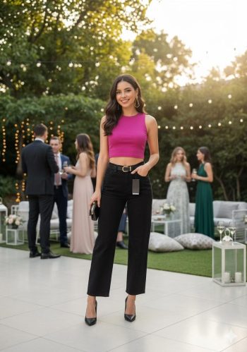 Jean Negro Wide Leg Tiro Alto
