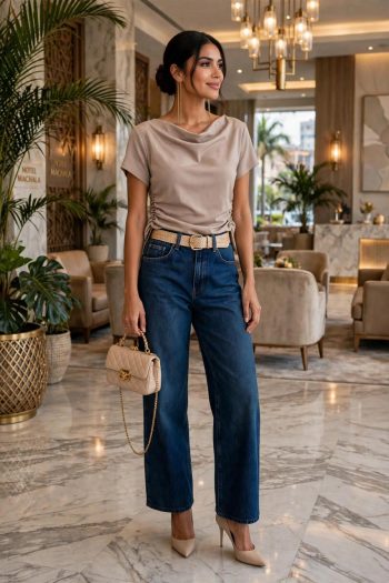 BLUSA DRAPEADA TAUPE FRUNCIDO LATERAL