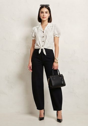 Blusa Vintage de Lunares - Amarre Ajustable