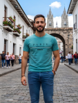 Camiseta Casual "Paris American Style" (Verde Azulado / Turquesa)
