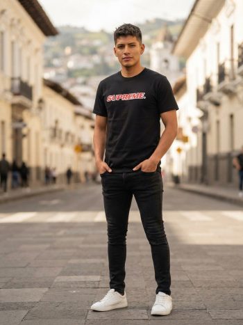 Camiseta Casual "Supreme" – Negro Clásico