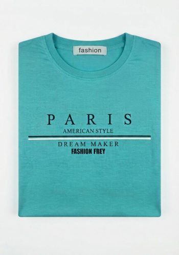 Camiseta Casual "Paris American Style" (Verde Azulado / Turquesa)