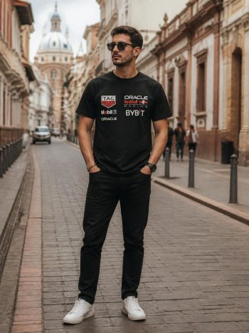 Camiseta Negra Deportiva Estilo Racing «Oracle Red Bull Racing»