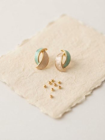 ARETES BICOLOR MENTA Y MARFIL
