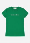 Camiseta Verde La Vie Est Belle - Frase Dama