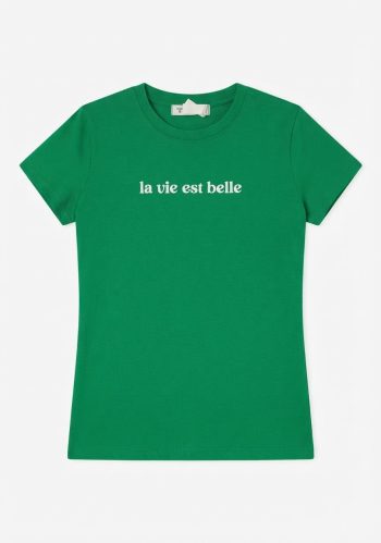 Camiseta Verde La Vie Est Belle - Frase Dama