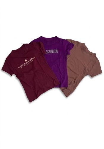 Pack de 3 Camisetas Casuales para Mujer-tonos Vino-Morado y Marron