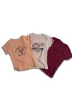 Pack de 3 Camisetas Casuales para Mujer-tonos Rosa viejo, Beige claro y Vino tinto